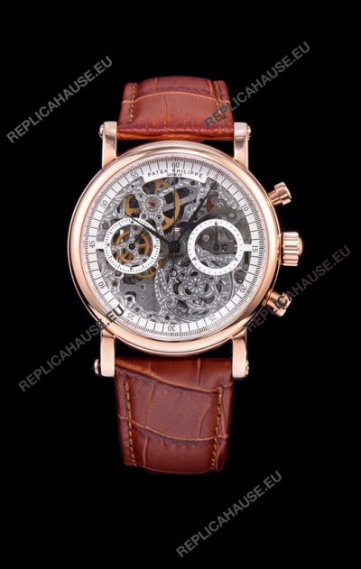 Patek Philippe Complications Skeleton Chronograph Watch in Rose Gold 