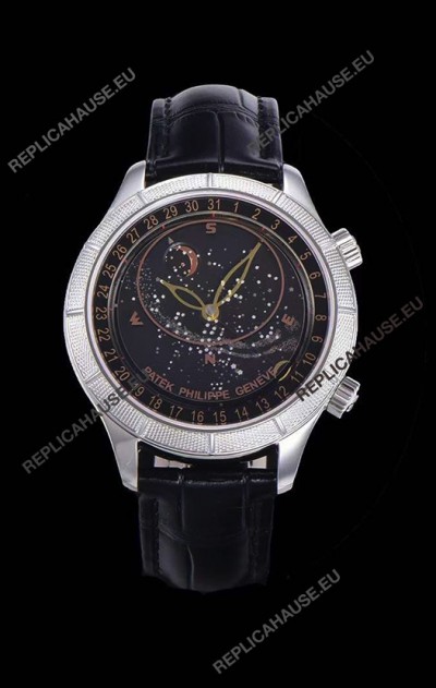 Patek Philippe 6102R Grand Compilations Handwind Swiss Replica Watch - Rugged Bezel Black Dial