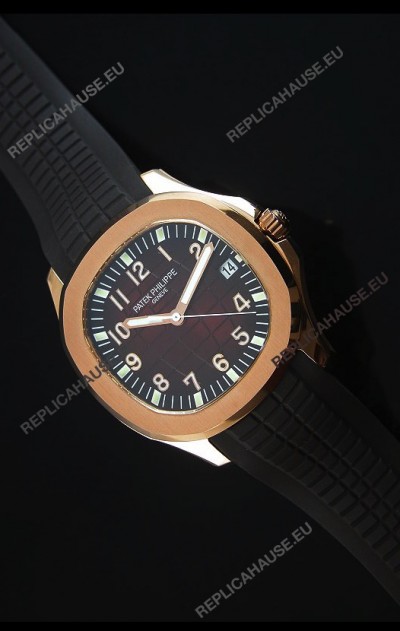 Patek Philippe Aquanaut Jumbo Rose Gold 1:1 Mirror Replica Watch - Wine Colored Dial