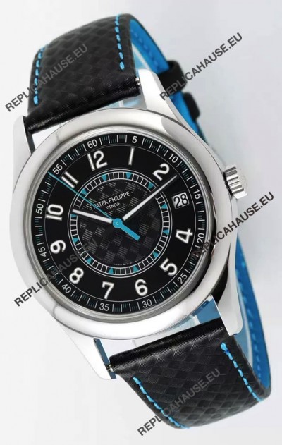 Patek Philippe Calatrava 6007 Black Dial Blue Hands 904L Steel Casing 1:1 Mirror Replica Watch