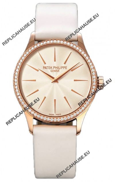 Patek Philippe Calatrava 4997 Ladies Rose Gold Yellow Dial with Swiss Automatic Movement Watch