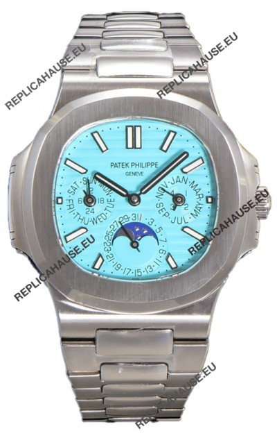 Patek Philippe Nautilus 5740 Perpetual Calendar White Gold Tiffany Dial Swiss Replica Watch 