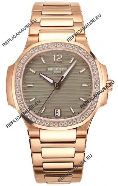 Patek Philippe Nautilus 7118R 35MM 1:1 Rose Gold Grey Dial 1:1 Mirror Replica Watch