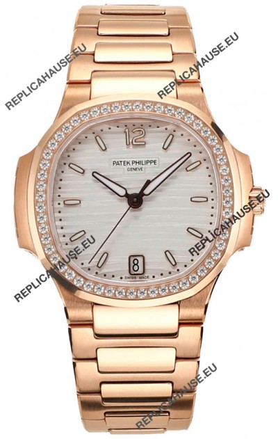 Patek Philippe Nautilus 7118R 35MM 1:1 Rose Gold White Dial 1:1 Mirror Replica Watch