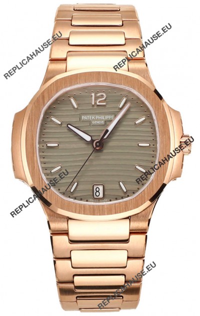 Patek Philippe Nautilus 7118R 35MM 1:1 Rose Gold Grey Dial 1:1 Mirror Replica Watch