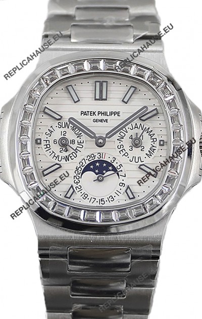 Patek Philippe Nautilus 5740 Perpetual Calendar Stainless Steel White Dial Swiss Replica Watch 
