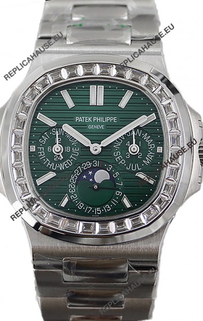 Patek Philippe Nautilus 5740 Perpetual Calendar Stainless Steel Green Dial Swiss Replica Watch 