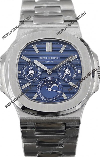 Patek Philippe Nautilus 5740 Perpetual Calendar Stainless Steel Blue Dial Swiss Replica Watch 