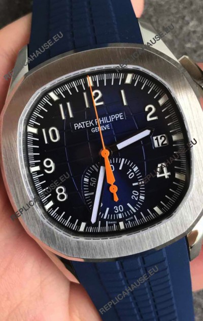 Patek Philippe Aquanaut 5968 Chronograph Steel Casing Blue Dial Watch in Swiss Automatic Movement