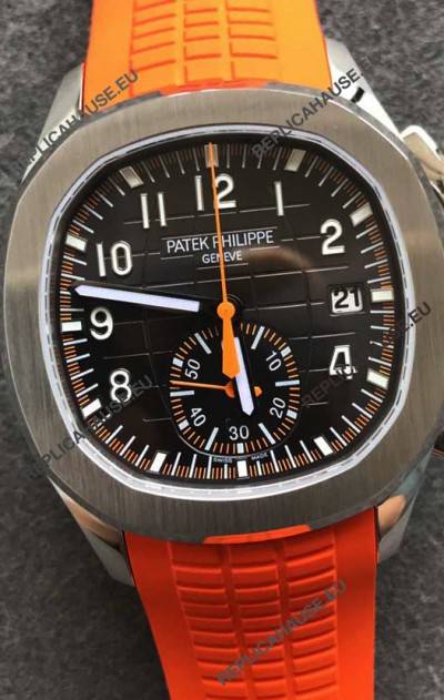 Patek Philippe Aquanaut 5968 Chronograph Steel Casing Orange Strap Watch in Swiss Automatic Movement