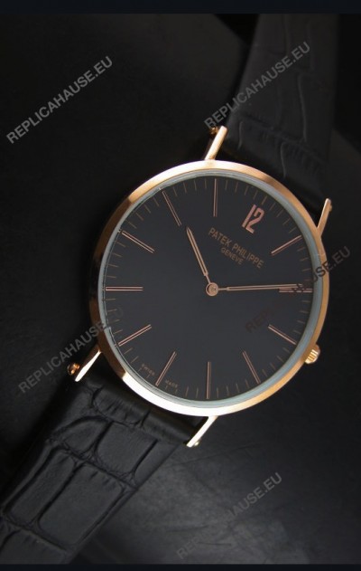 Patek Philippe Calatrava Ulta-Thin Swiss Quartz Watch Rose Gold Case