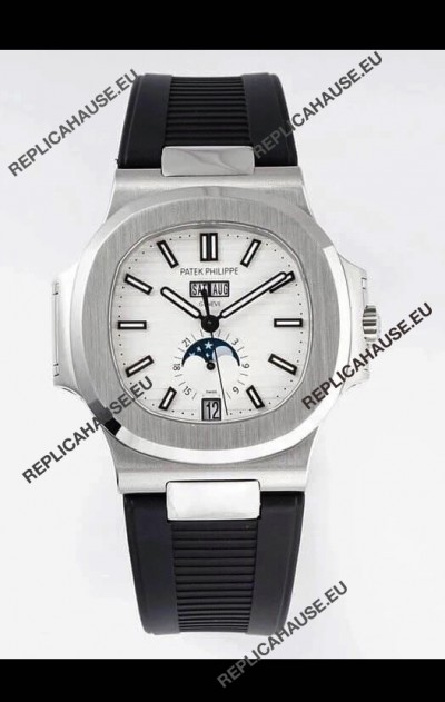 Patek Philippe Nautilus 5726A 1:1 Mirror Swiss Watch White Dial Rubber Strap
