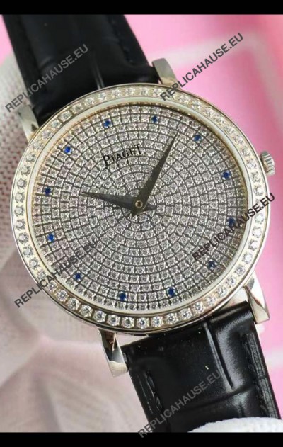 Piaget Altiplano G0A36128 Paved Diamonds Dial Swiss Quartz Replica Watch in Steel Case