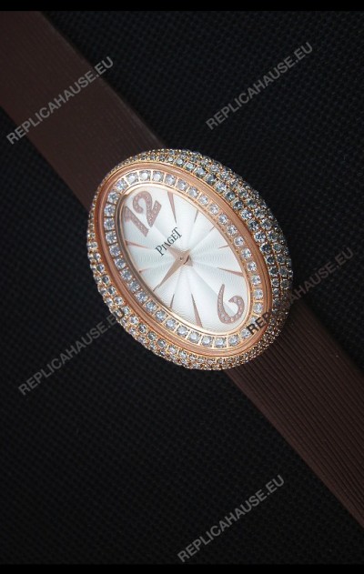 Piaget Limelight Magic Hour Swiss Quartz Watch Rose Gold in Brown Strap