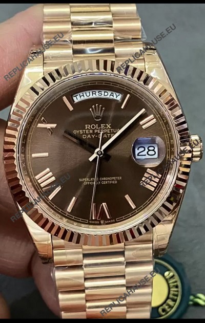 Rolex Day Date Presidential 18K Rose Gold Watch 40MM - Brown Dial 1:1 Mirror Quality