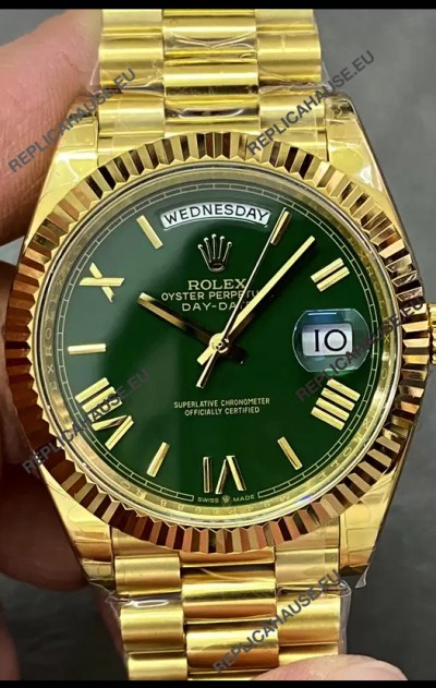 Rolex Day Date Presidential 18K Yellow Gold Watch 40MM - Green Dial 1:1 Mirror Quality