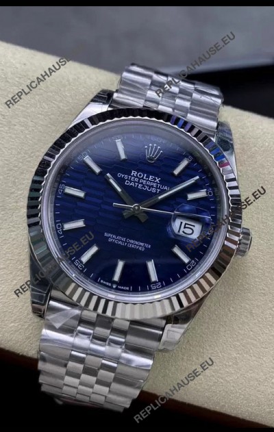 Rolex Datejust Cal.3235 Movement 1:1 Mirror Replica 904L Steel 41MM - Blue Fluted Motif Dial