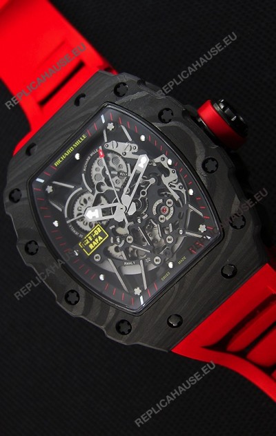 Richard Mille RM35-2 Rafael Nadal Forged Carbon Case with Red Rubber Strap