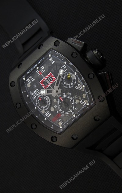 Richard Mille RM011-FM Felipe Massa Black Ceramic Case Watch in Black Strap