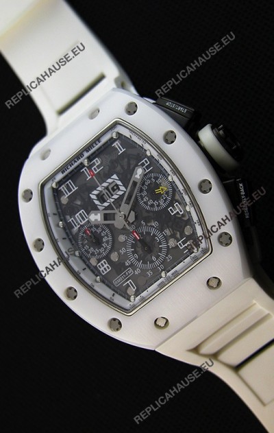 Richard Mille RM011-FM Felipe Massa White Ceramic Case Watch in White Strap