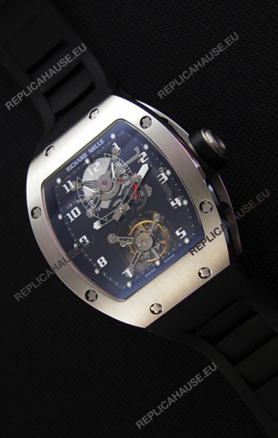 Richard Mille RM001 Evolution Tourbillon Swiss Replica Watch with Brushed Steel Case