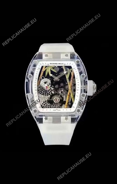 Richard Mille RM26-01 Tourbillon Panda Transparent Sapphires Casing Watch - Super Clone Replica