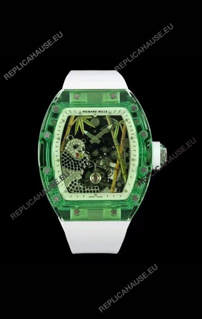 Richard Mille RM26-01 Tourbillon Panda Transparent Sapphires Casing Watch - Super Clone Replica