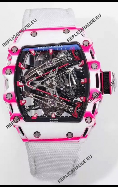Richard Mille RM38-02 White/Pink Carbon Bubba Watson White Nylon Tourbillon Movement 1:1 Mirror Replica