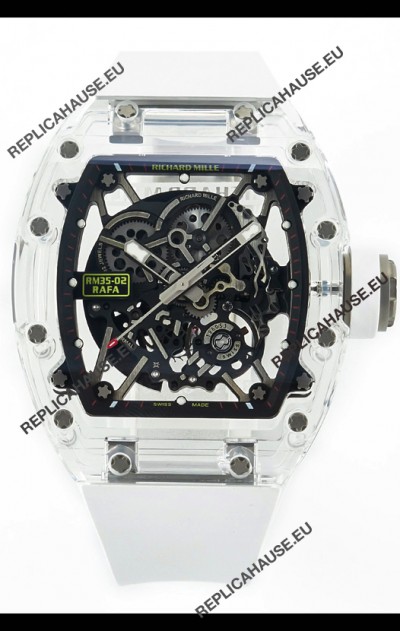 Richard Mille RM35-02 Rafael Nadal Transparent Sapphires Casing with Genuine Tourbillon Super Clone Watch