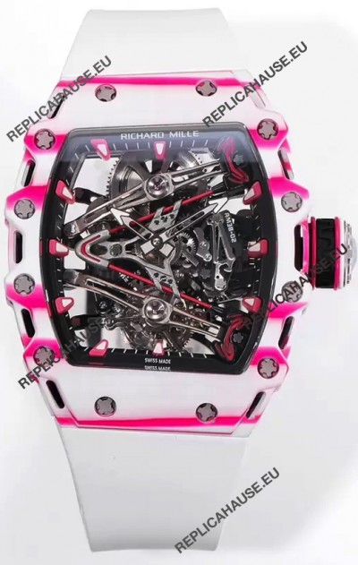 Richard Mille RM38-02 White/Pink Carbon Bubba Watson White Rubber Tourbillon Movement 1:1 Mirror Replica