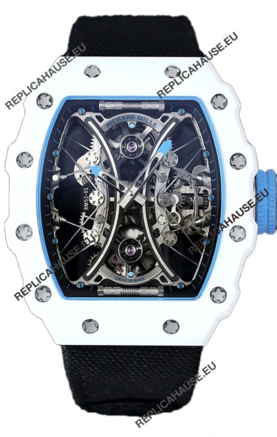 Richard Mille RM53-01 Pablo Mac Donough White TPT CASE Black Nylon Strap Swiss Replica Watch