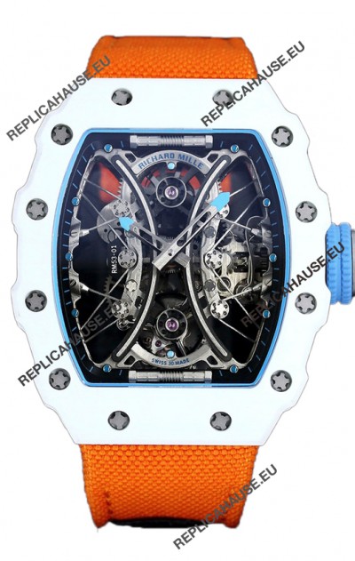 Richard Mille RM53-01 Pablo Mac Donough White TPT CASE White Orange Nylon Swiss Replica Watch