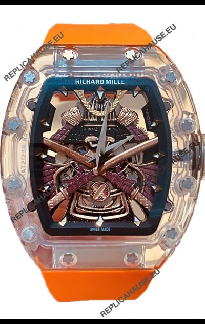 Richard Mille RM047 Samurai Genuine Tourbillon Watch in Orange Strao Sapphires Casing