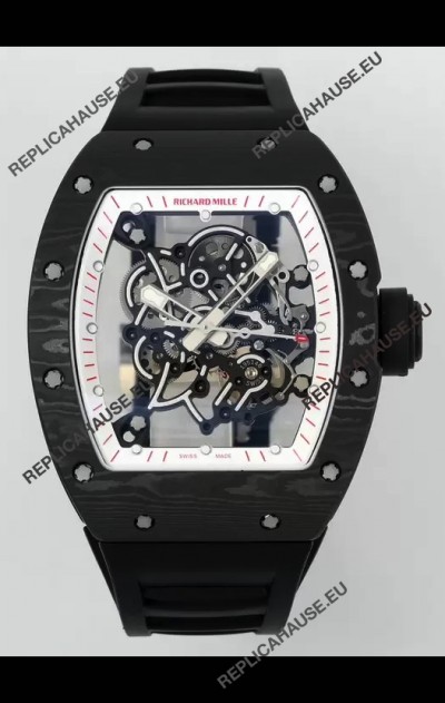 Richard Mille RM055 Black Carbon Casing Black Rubber 1:1 Superclone Genuine Tourbillon Watch 