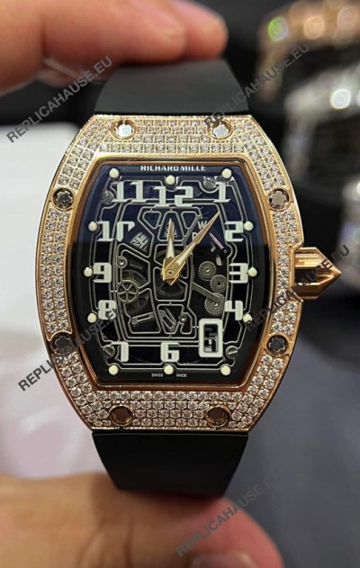 Richard Mille RM67-01 Rose Gold Diamonds Titanium Casing 1:1 Swiss Replica Watch 