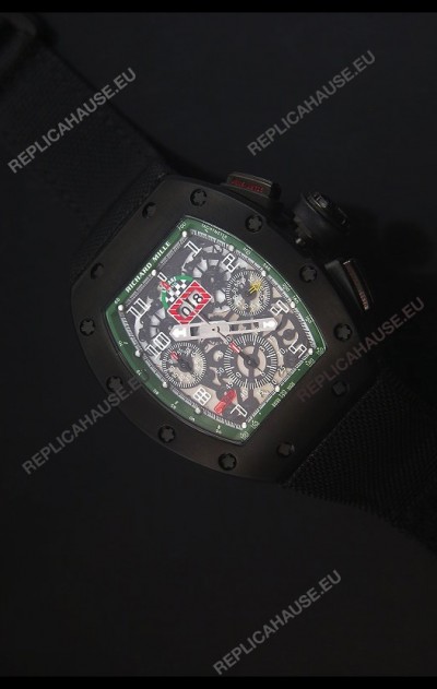 Richard Mille RM011 Filipe Massa PVD Swiss Replica Watch in Black Nylon Strap