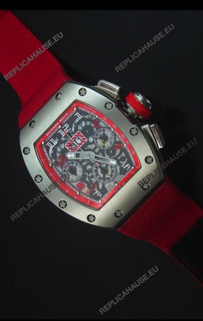 Richard Mille RM011 Filipe Massa Titanium Case Swiss Replica Watch in Red Nylon Strap