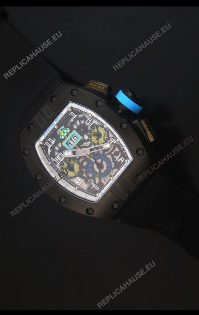 Richard Mille RM011 Filipe Massa PVD Swiss Replica Watch in Black Nylon Strap