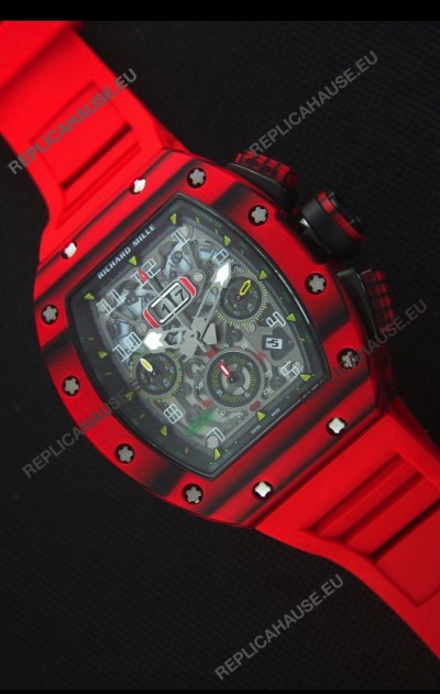Richard Mille RM011-03 One Piece Red Forged Carbon Case Watch in Red Strap