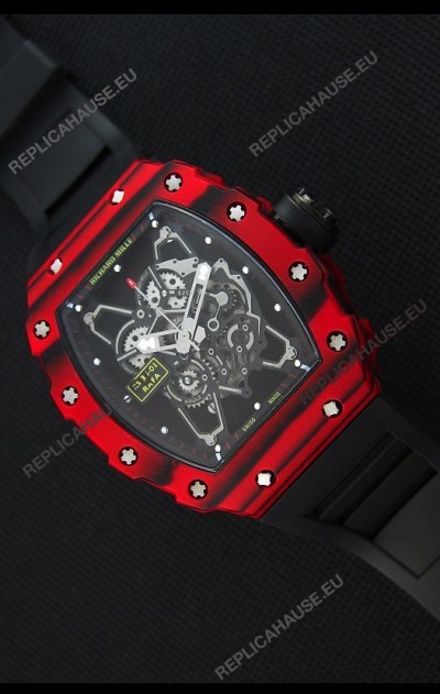 Richard Mille RM35-01 One Piece Red Forged Carbon Case Watch in Black Strap