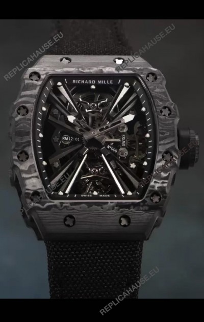 Richard Mille RM12-01 Carbon Fiber Case Genuine Tourbillon Movement 1:1 Mirror Replica Watch