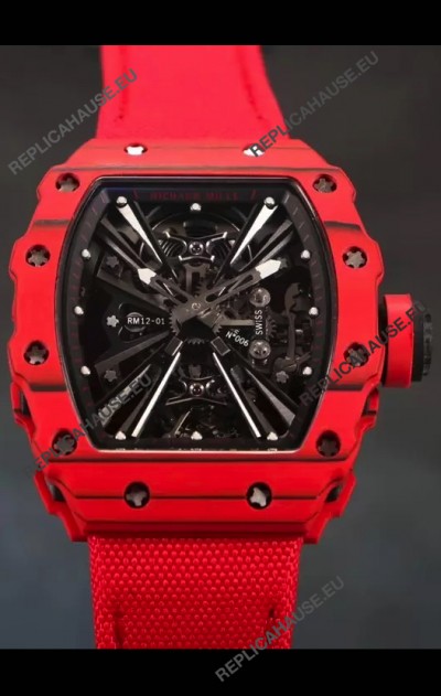 Richard Mille RM12-01 Carbon Fiber Case Genuine Tourbillon Movement 1:1 Mirror Replica Watch