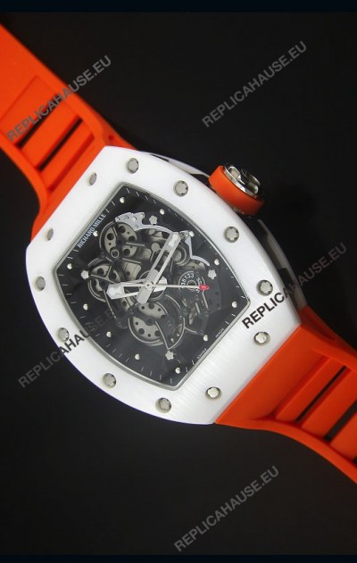 Richard Mille RM055 White Ceramic Case Watch in Black Inner Bezel