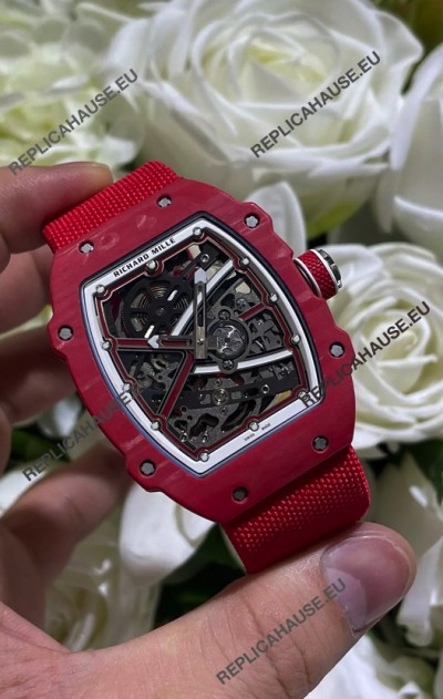 Richard Mille Super Clone RM67-02 Red Carbon TPT 37 Grams Watch Red Strap