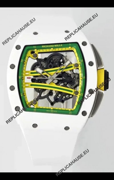 Richard Mille Super Clone RM61-01 White Ceramic Casing Strap Swiss Replica Watch