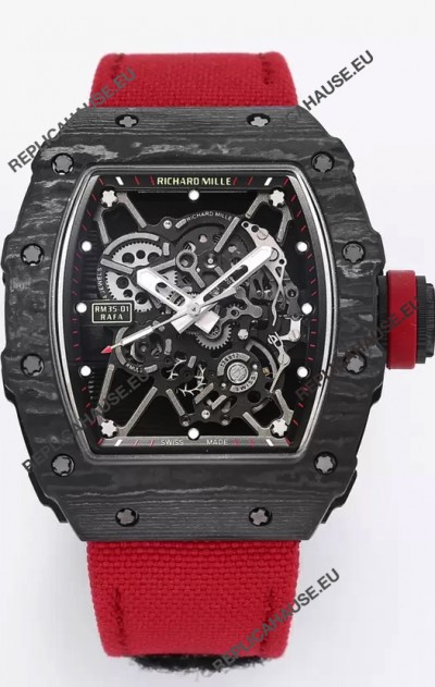Richard Mille RM35-01 Rafael Nadal Carbon Fiber Casing with Genuine Tourbillon Super Clone Watch