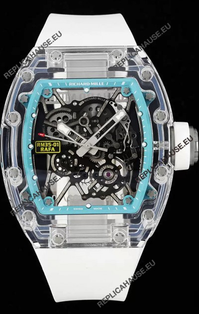 Richard Mille RM35-01 Rafael Nadal Transparent Sapphires Casing with Genuine Tourbillon Super Clone Watch