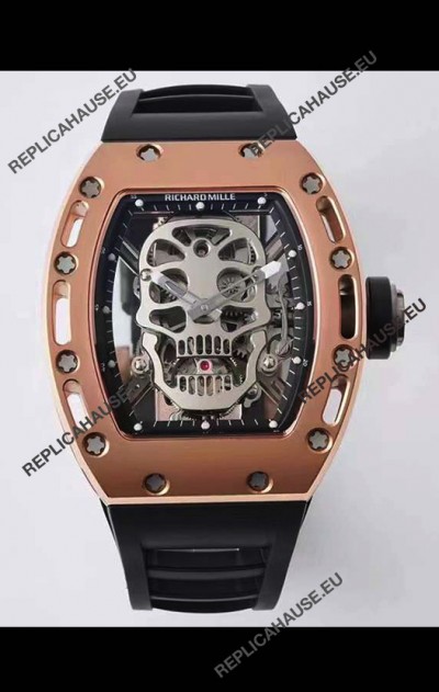 Richard Mille RM052 Skull Genuine Tourbillon Edition Watch in Rose Gold Casing