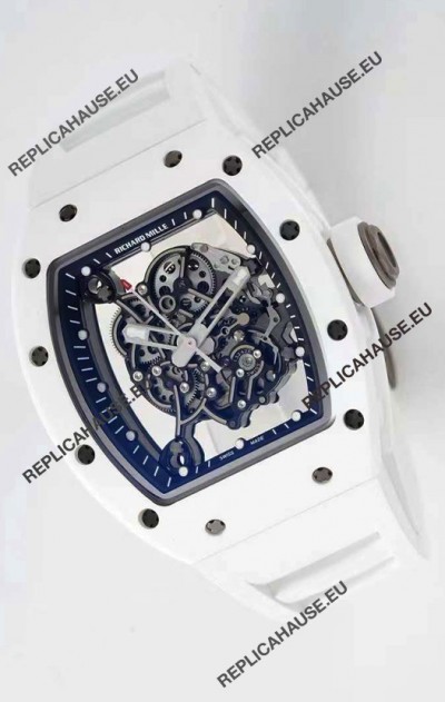 Richard Mille RM055 Ceramic Casing 1:1 Mirror Replica Watch in White Strap 