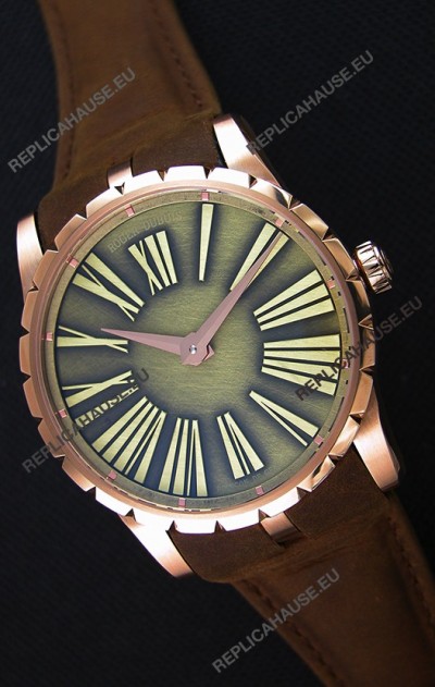 Roger Dubuis Excalibur Steel Case Green Dial Swiss Replica Watch